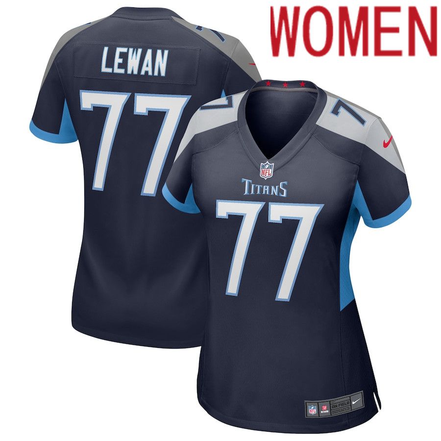 Women Tennessee Titans #77 Taylor Lewan Navy Nike Game NFL Jersey->women nfl jersey->Women Jersey